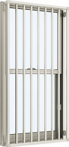 YKKAP窓サッシ 装飾窓 エピソード[Low-E複層防犯ガラス] 面格子付片上げ下げ窓 たて格子[Low-E透明3mm+合わせ型7mm]：[幅730mm×高970mm]